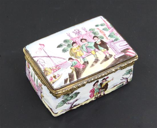 A 19th century Continental enamel snuff box, 3in.
